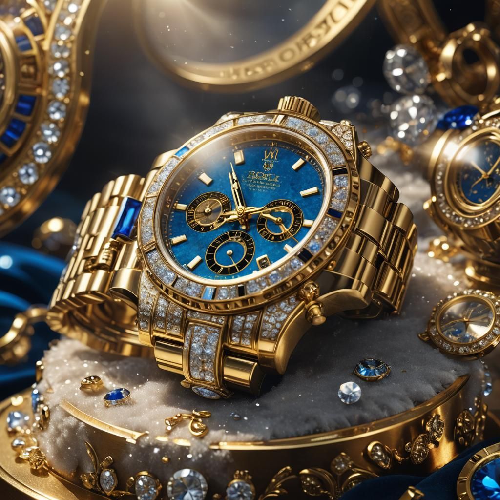 Golden Rolex Daytona Watch with Jewels