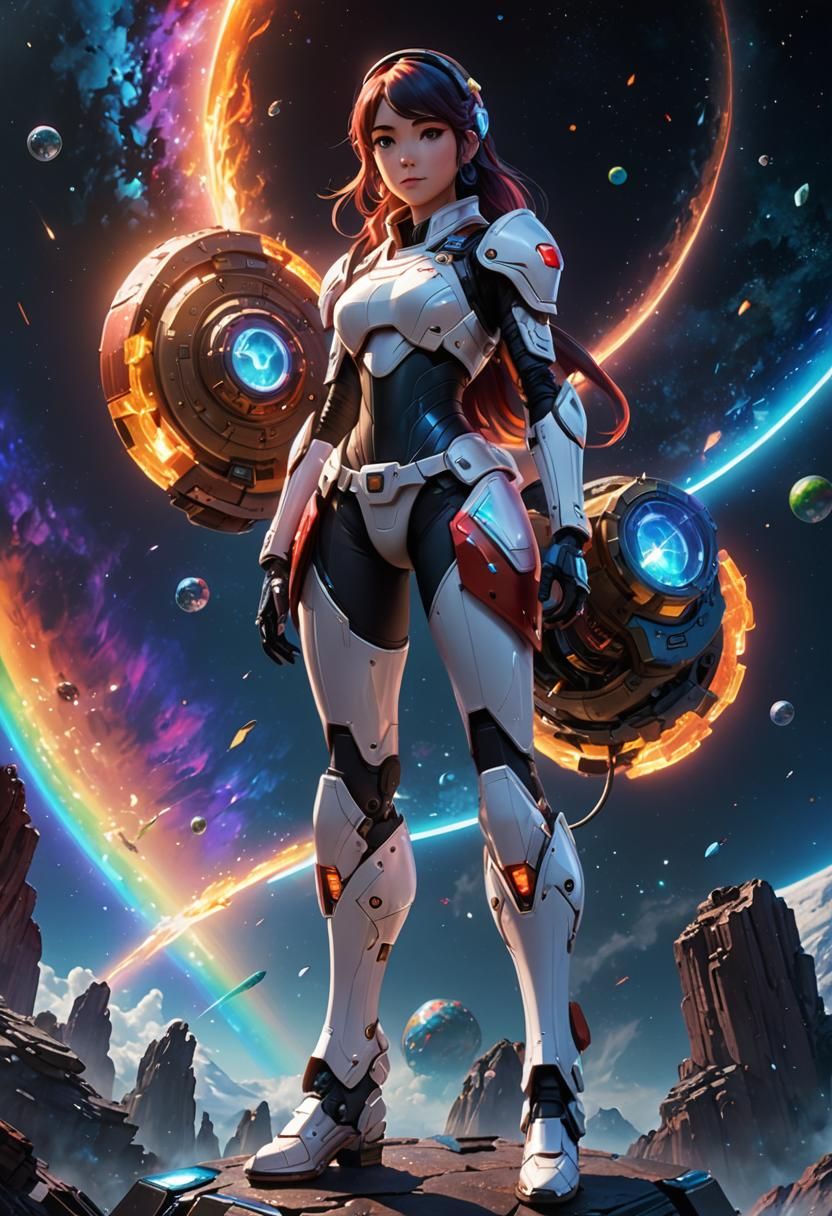 Nintendo Switch Girl in Sci-Fi Anime Style