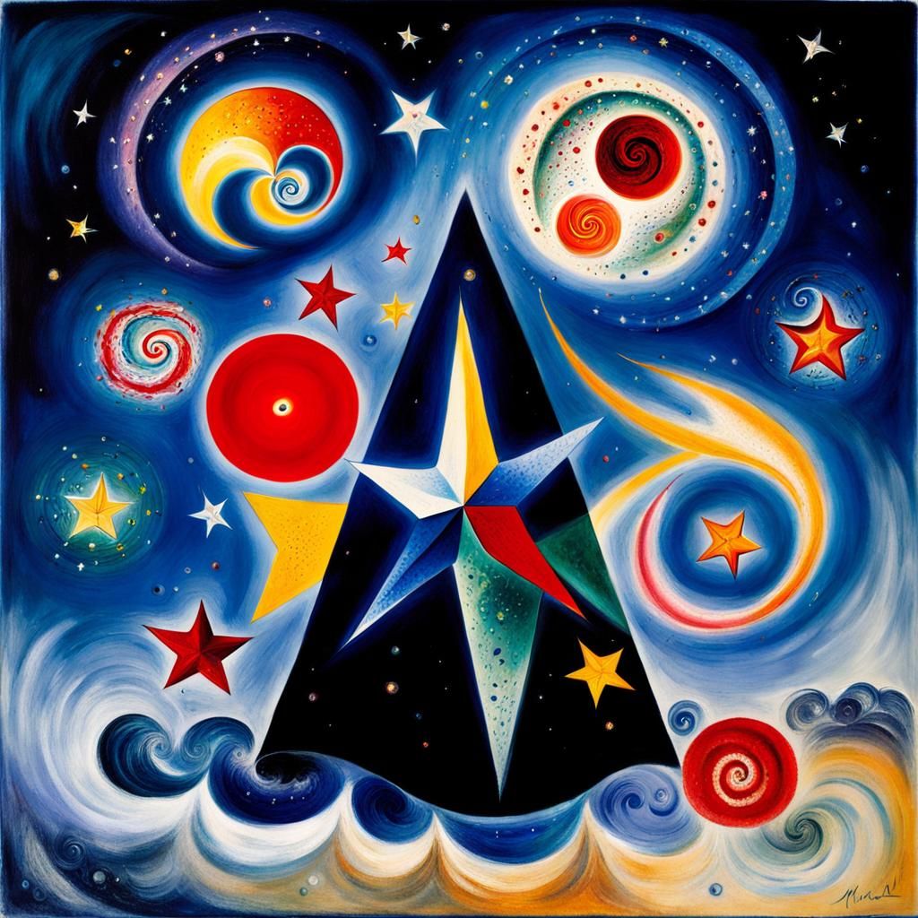 Dreamy Star Maelstrom as Naive Art Oil Painting