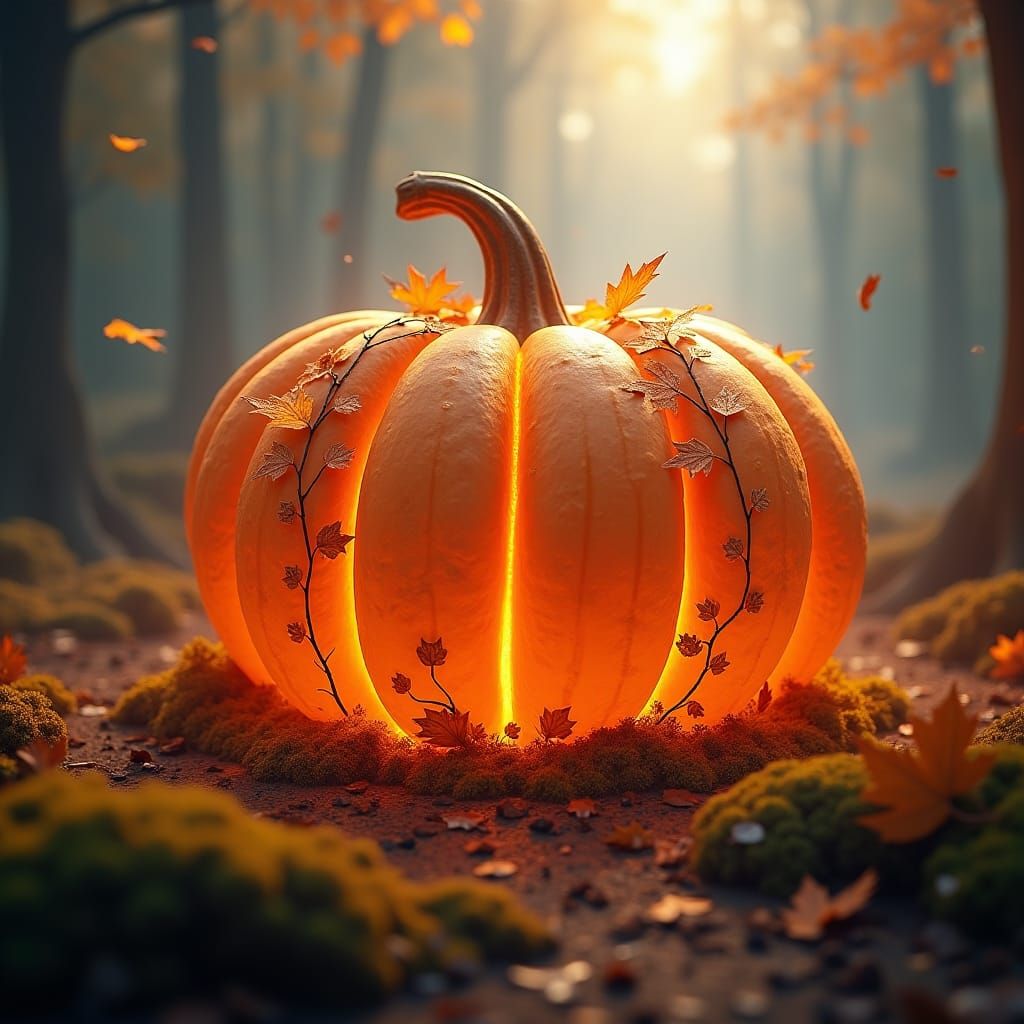 Majestic Pumpkin Bread Rises in Autumnal Forest