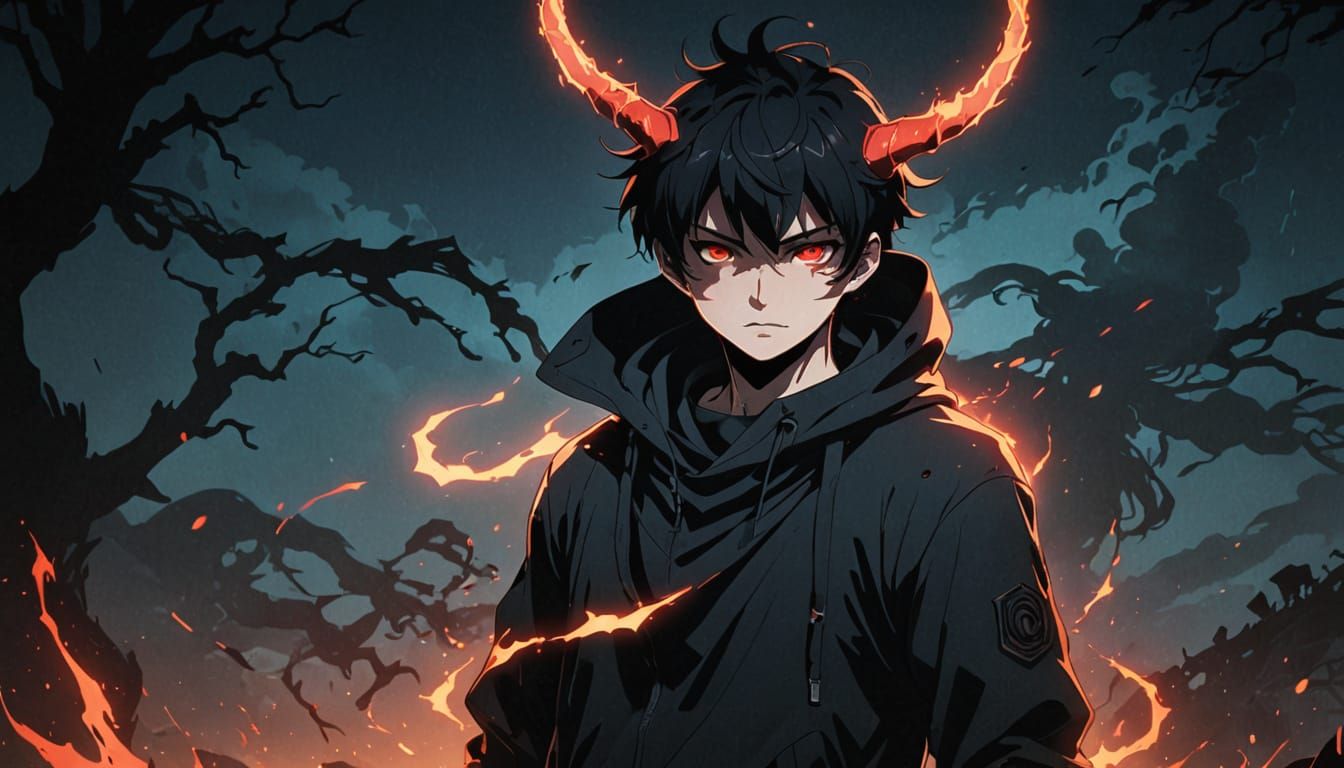 Edgy Anime Portrait with Evil Aura