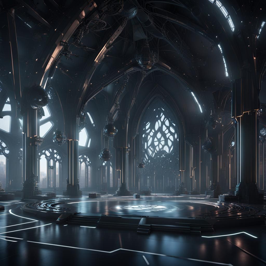 Futuristic Gothic Architecture in Sci-Fi Style