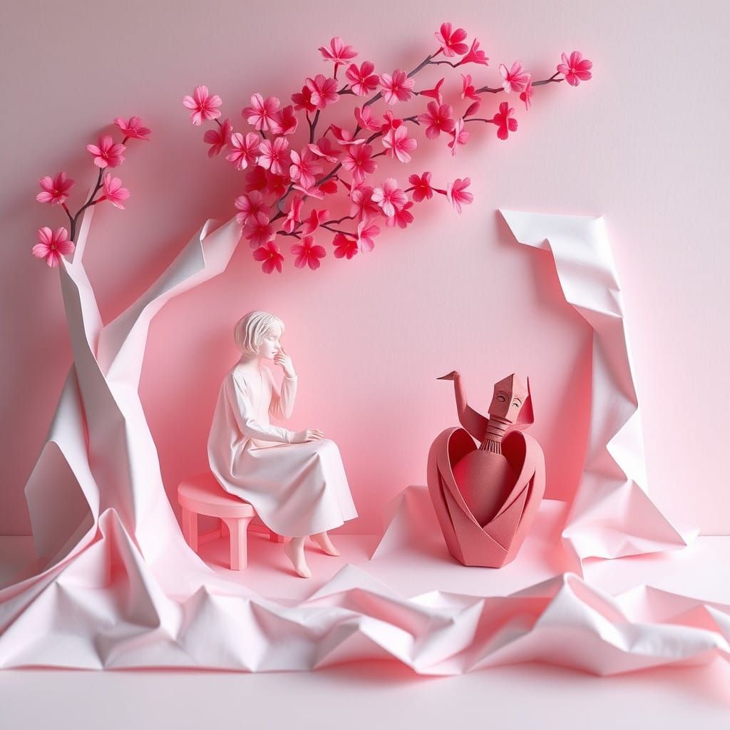 Surreal Moment of Intimacy Captured in Soft Focus Papercraft