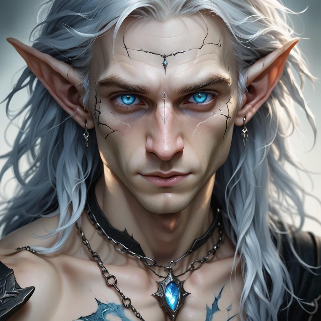 Fantasy Elf Sorcerer Portrait with Intricate Details