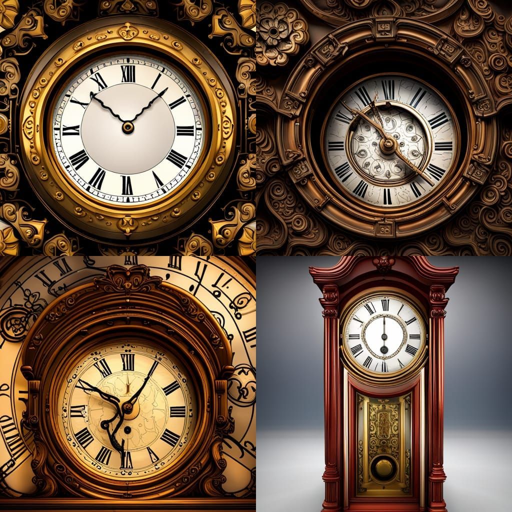 Vintage Grandfather Clock: Intricate Digital Painting