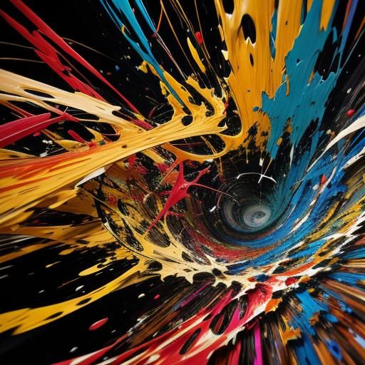 Abstract Expressionism: Chaotic Vortex of Vibrant Colors