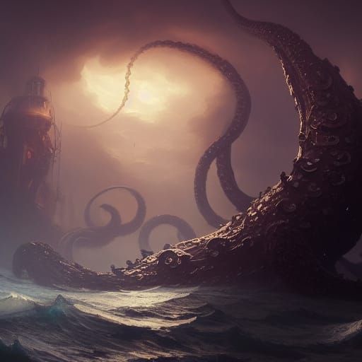 Kraken of the Deep Sea: Dark Fantasy Art