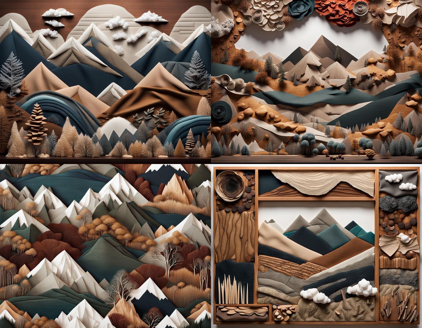 Textured Nature Scene with Mountains and Tactile Elements