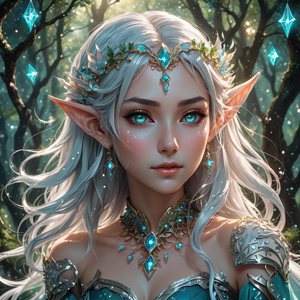 Anime Elf Girl Portrait in Vibrant Fantasy Style