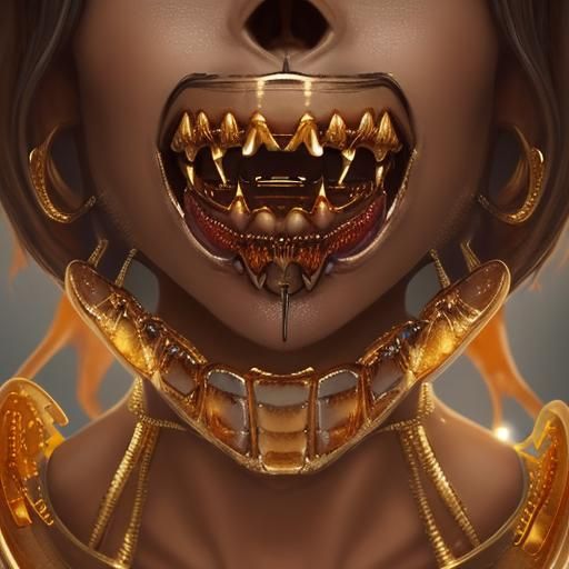 Brown Witch with Golden Teeth: Digital Matte Painting