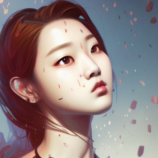 Detailed Kpop Portrait by Rutkowski, Artgerm, and Mucha