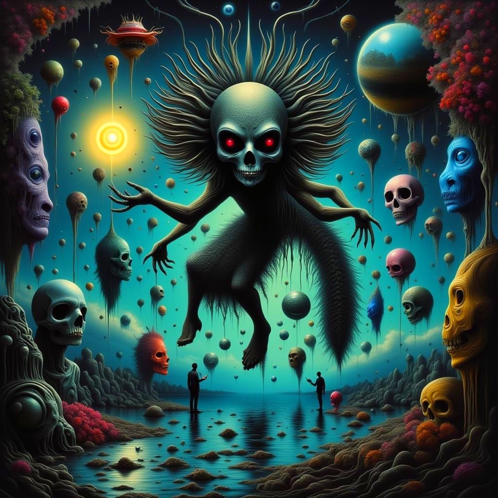 Gothic Dystopian Goddess in Neon Shards