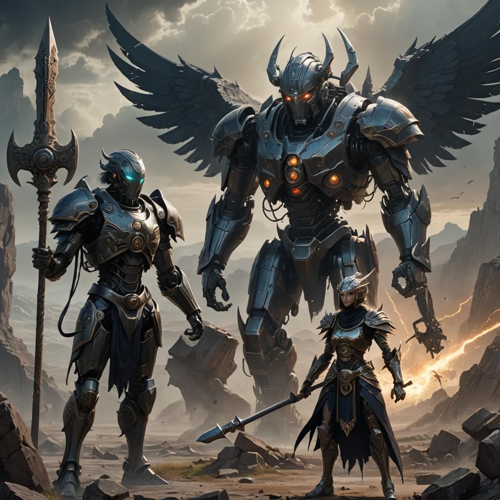 Khashatriya Confronts War Goddess in Dark Fantasy Art