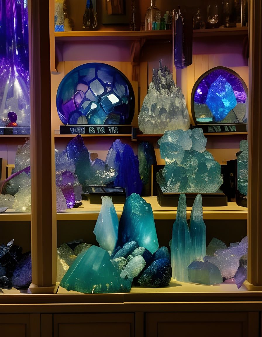 Hyperdetailed Fantasy Crystal Shop Display