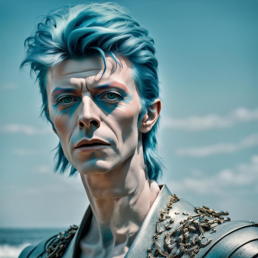 David Bowie on Neptune in Hyperrealistic Style