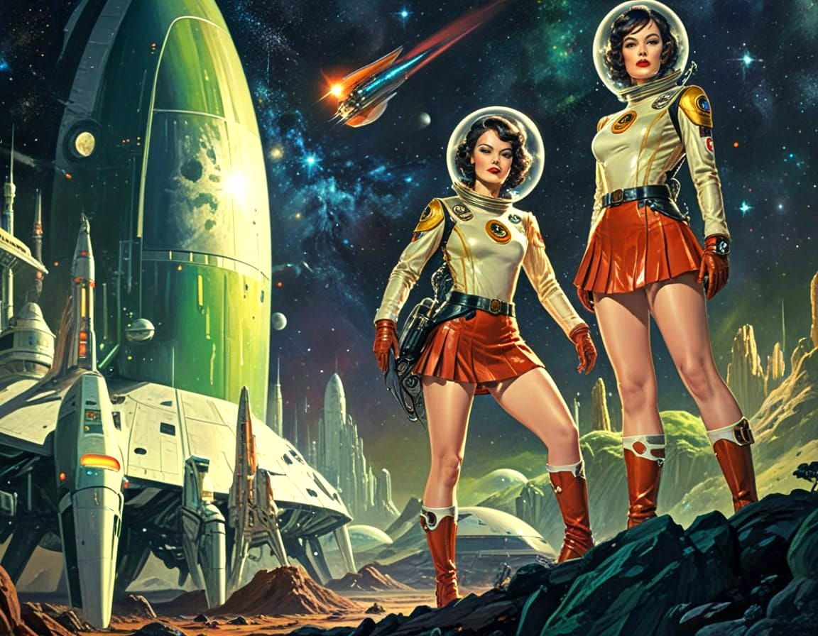 Retro-Futuristic Space Cadet in Epic Sci-Fi Pinup Style