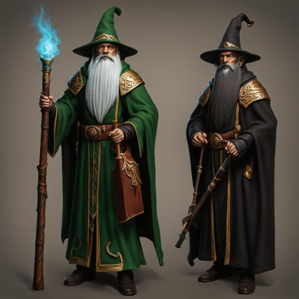 Half-Elf Wizard Smoking with Staff
