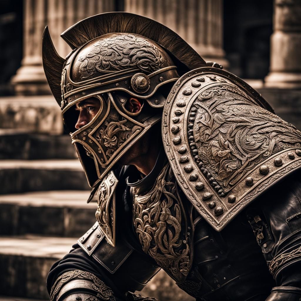 Hyperrealistic Gladiator in Cinematic Composition