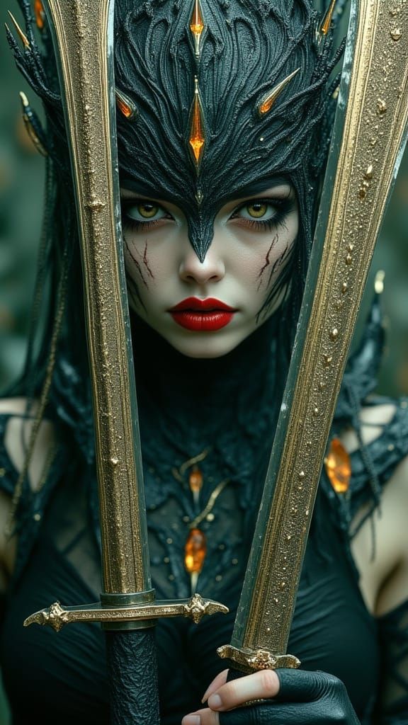 Woman Wielding Hybrid Axes in Terrifying Botanical Nightmare