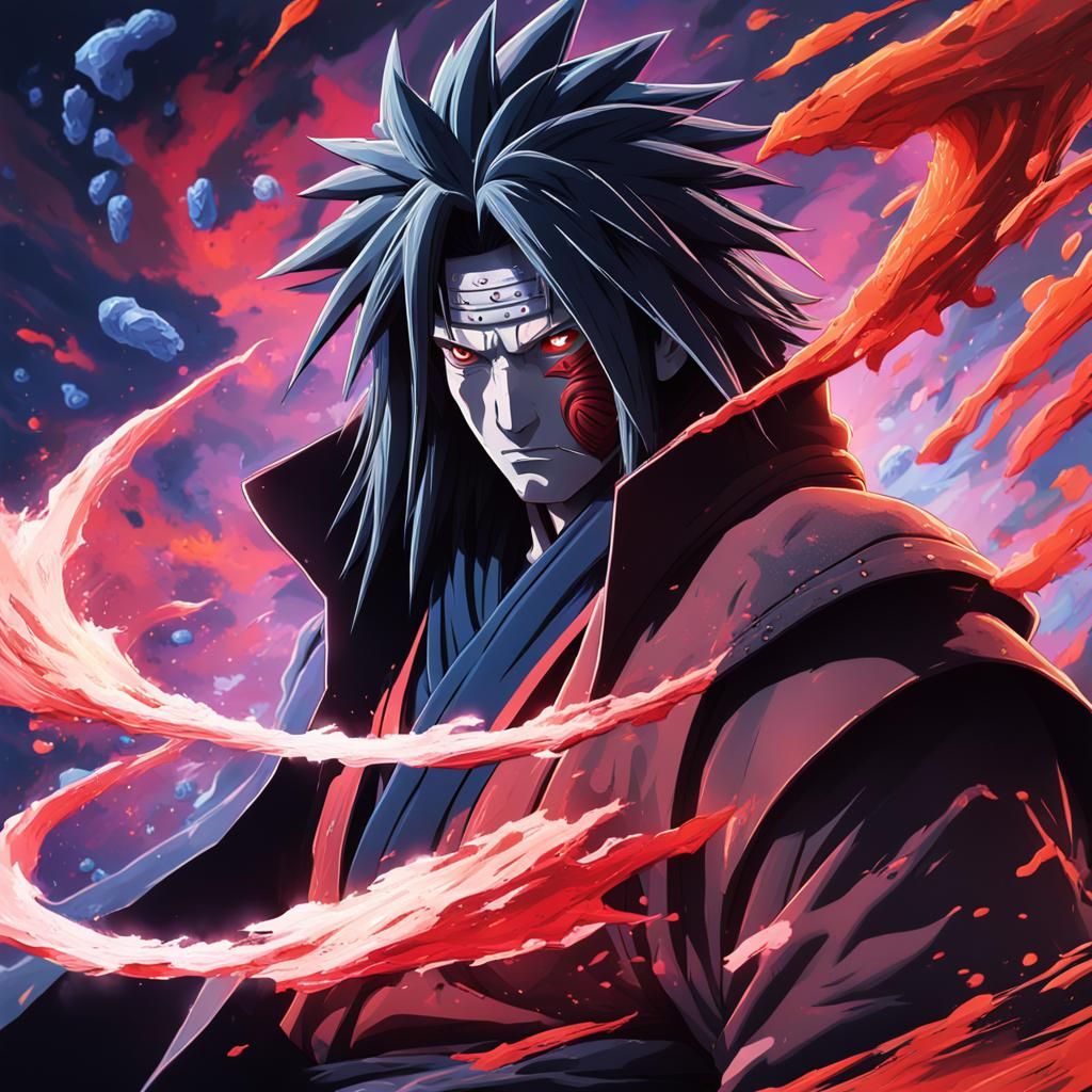 Hyperrealistic Madara Uchiha Portrait in Splash Art Style