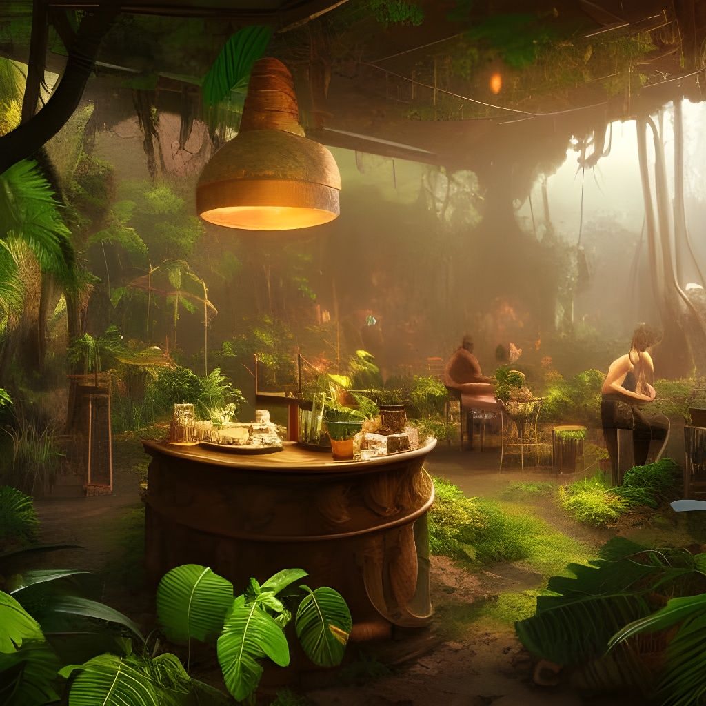 Hyperdetailed Jungle Coffee Shop in Unreal Engine