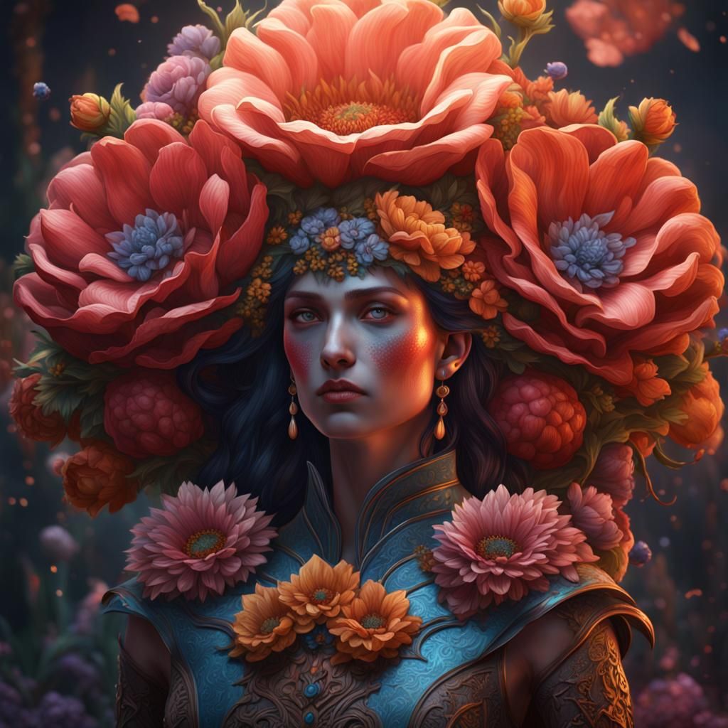 Womanlike Flower Embraces Male Flower: Detailed Matte Painti...