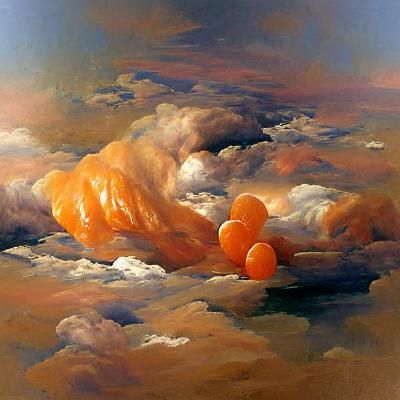 Vibrant Orange Clouds in Oil Painting Style