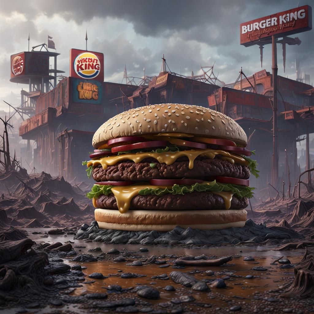 Post-Apocalyptic Burger King: Detailed Matte Painting