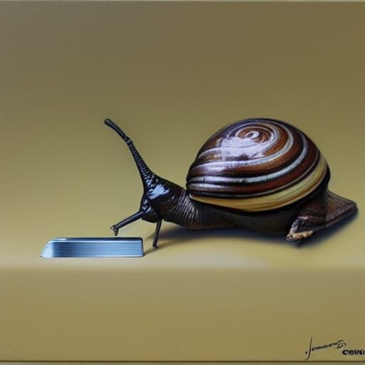 Snail's Perilous Journey as Oil Painting