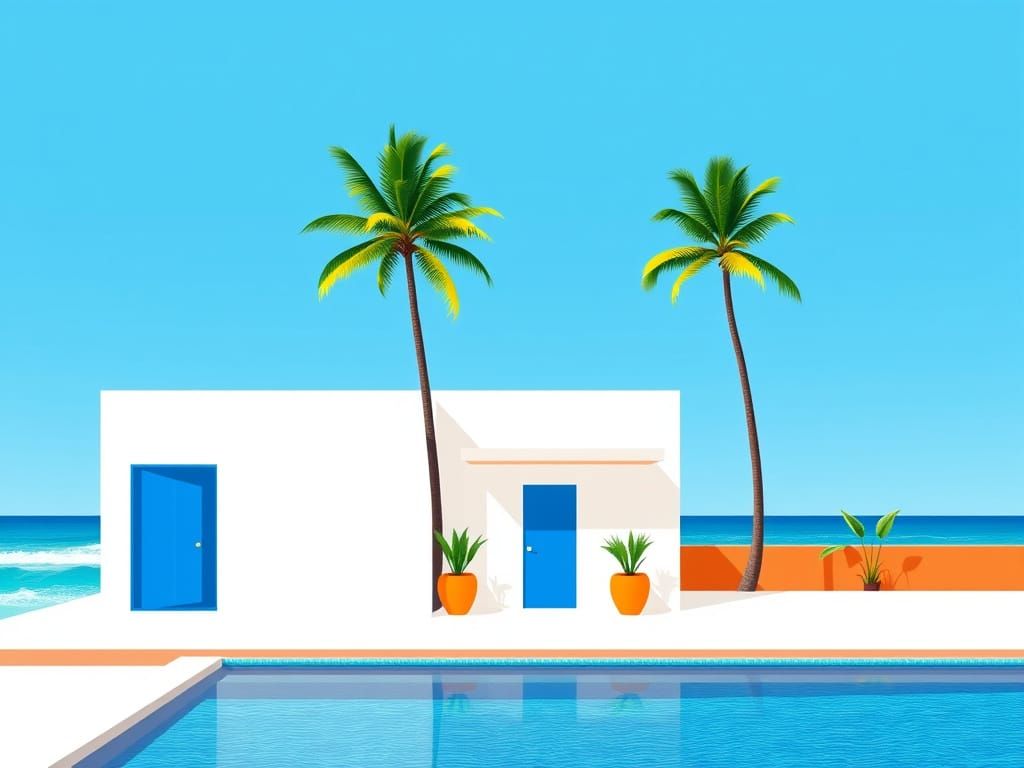 Modern Building with Bold Colors in Miami Art Style
