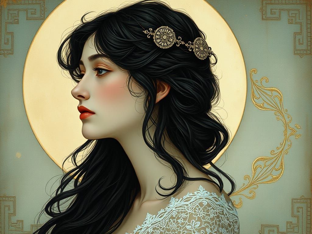 Enigmatic Moonlit Goddess in Whispers of Greek Myth