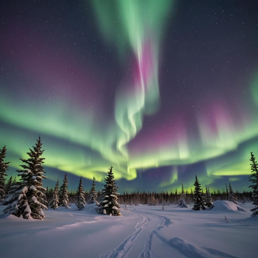 Majestic Aurora Borealis Over the North Pole