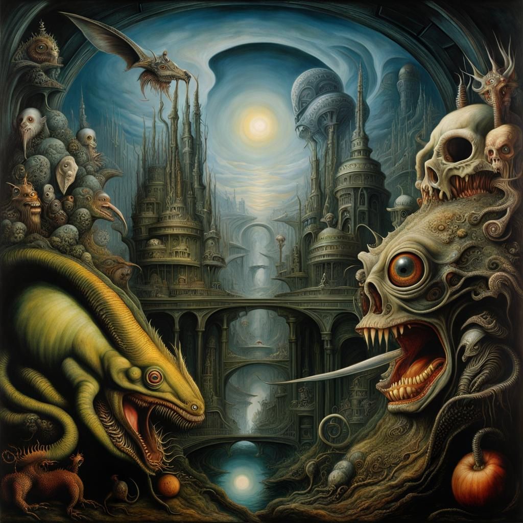 Detailed Monster Painting in Art Nouveau Style