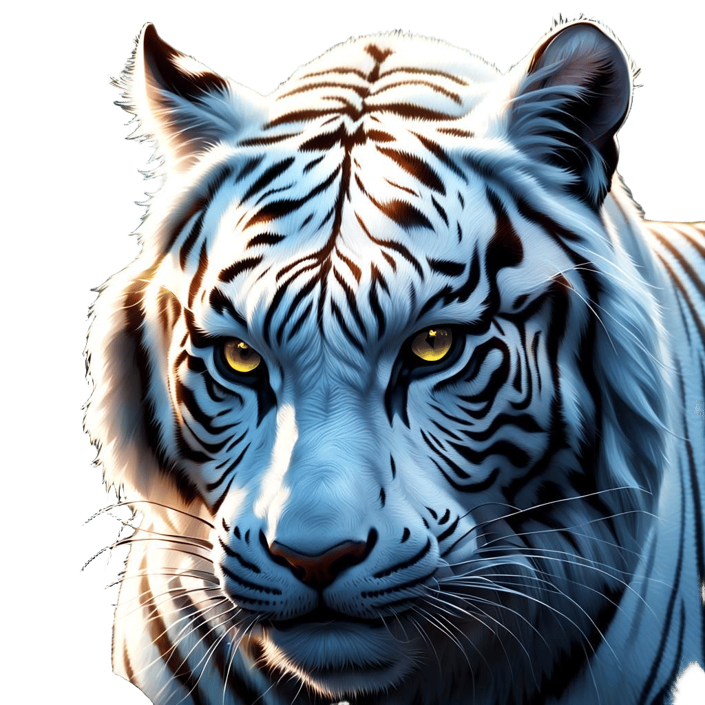 Cute White Tiger Fantasy Painting in 8K