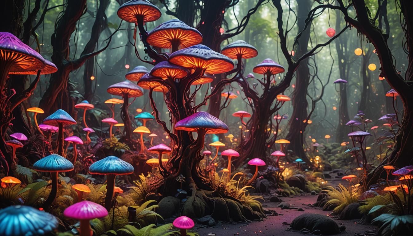 Psychedelic Neon Fairy Forest on Alien Planet