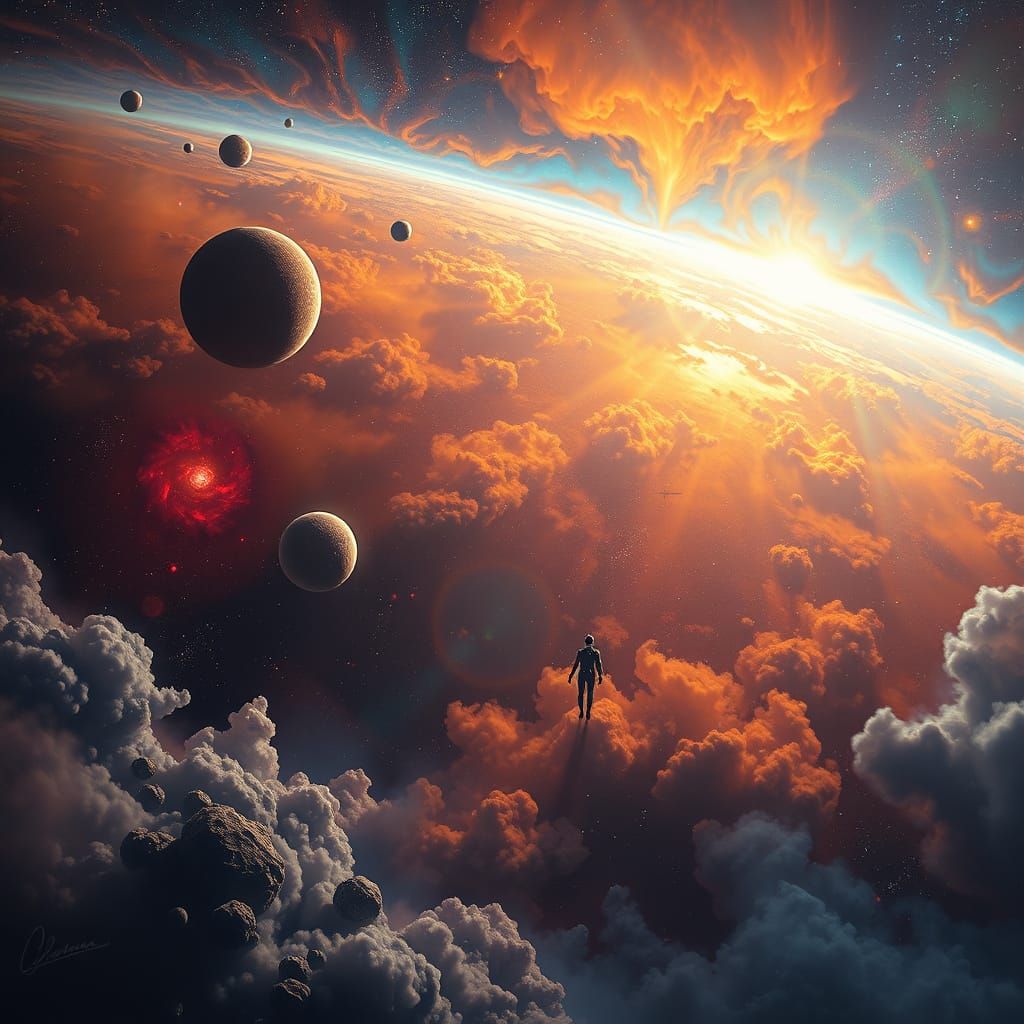 Dramatic Universe Scene with Legbone, Digital Matte Painting