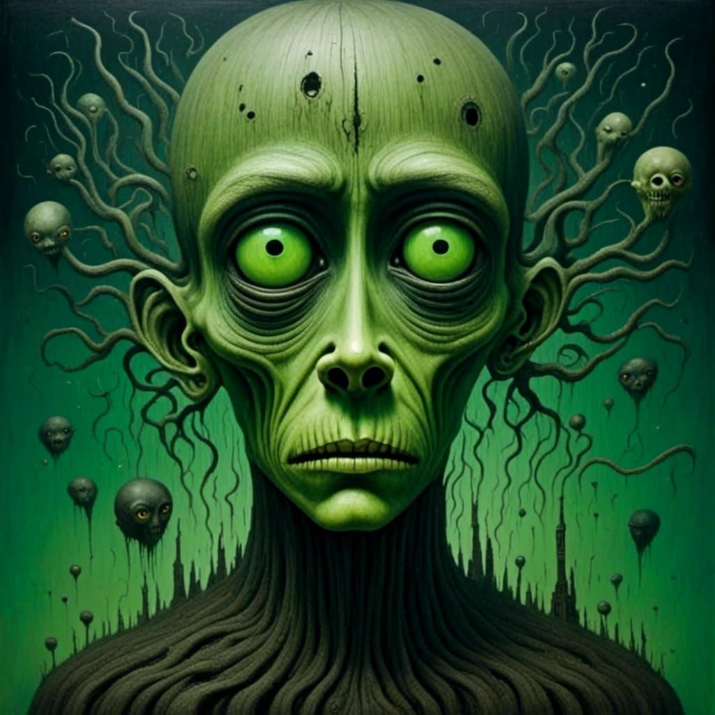 Terrifying Creature in Haunted House: Dark Surrealism