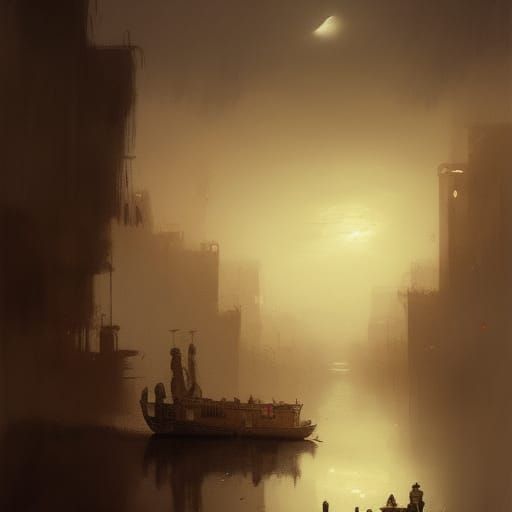 Sinister Rainy Night on Nile River, Egypt