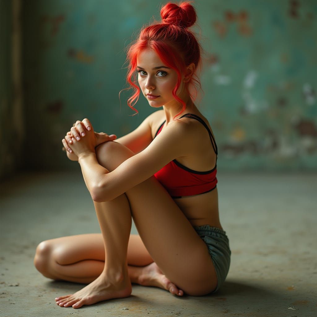 Dynamic Gymnastics Leap in Vibrant Athletic Style