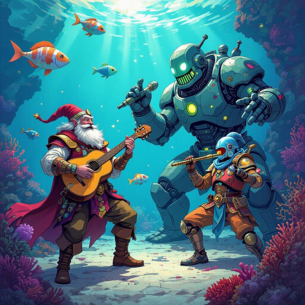 Fantasy Concert on Coral Reef with Robot Rapper and Stone Gi...
