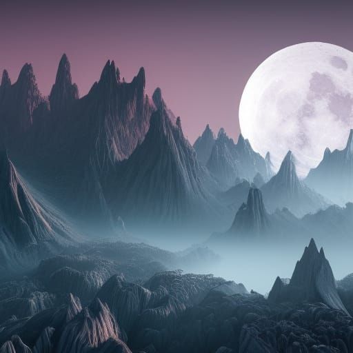 Black Rose Mountains Under a Full Moon