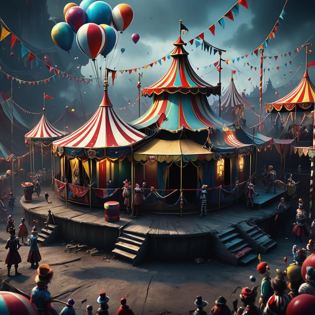 Fantastical Circus Clowns in Detailed Matte Painting