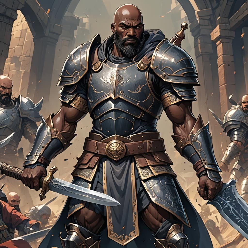 Armored Warrior with Greatsword in Anime Style