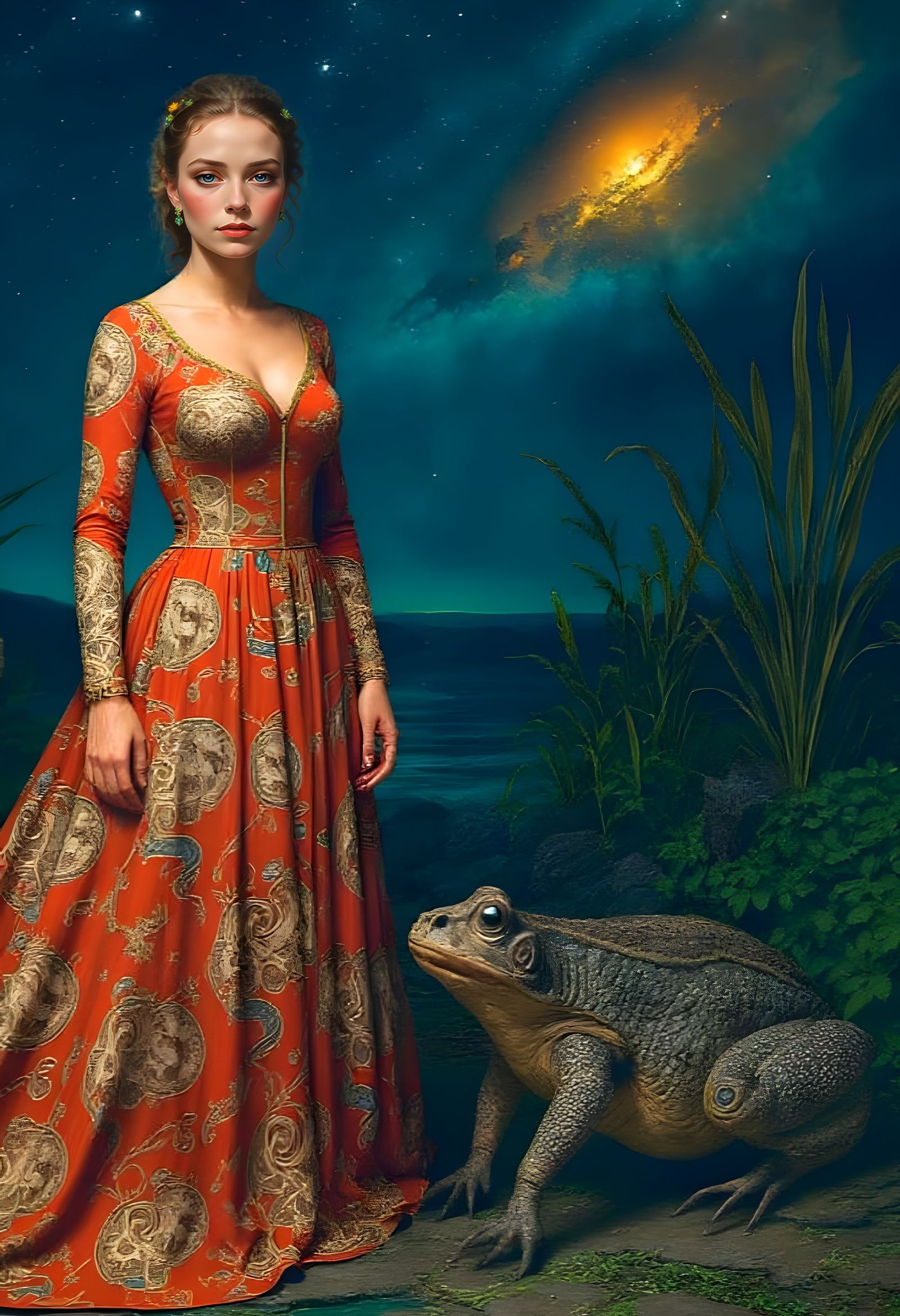 Surreal Composition with Bufo Maximus and Evening Gowns