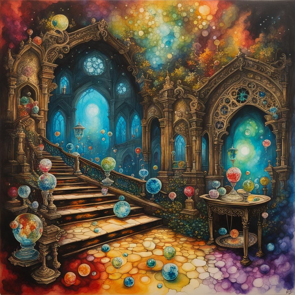 Bejeweled Poltergeist in Alcohol Ink Style