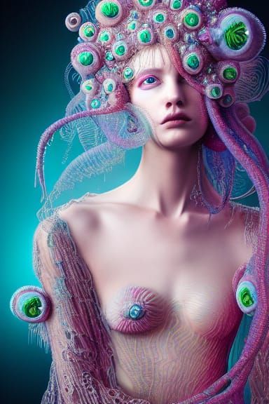 Nymph in Jellyfish Uniform: Digital Illustration