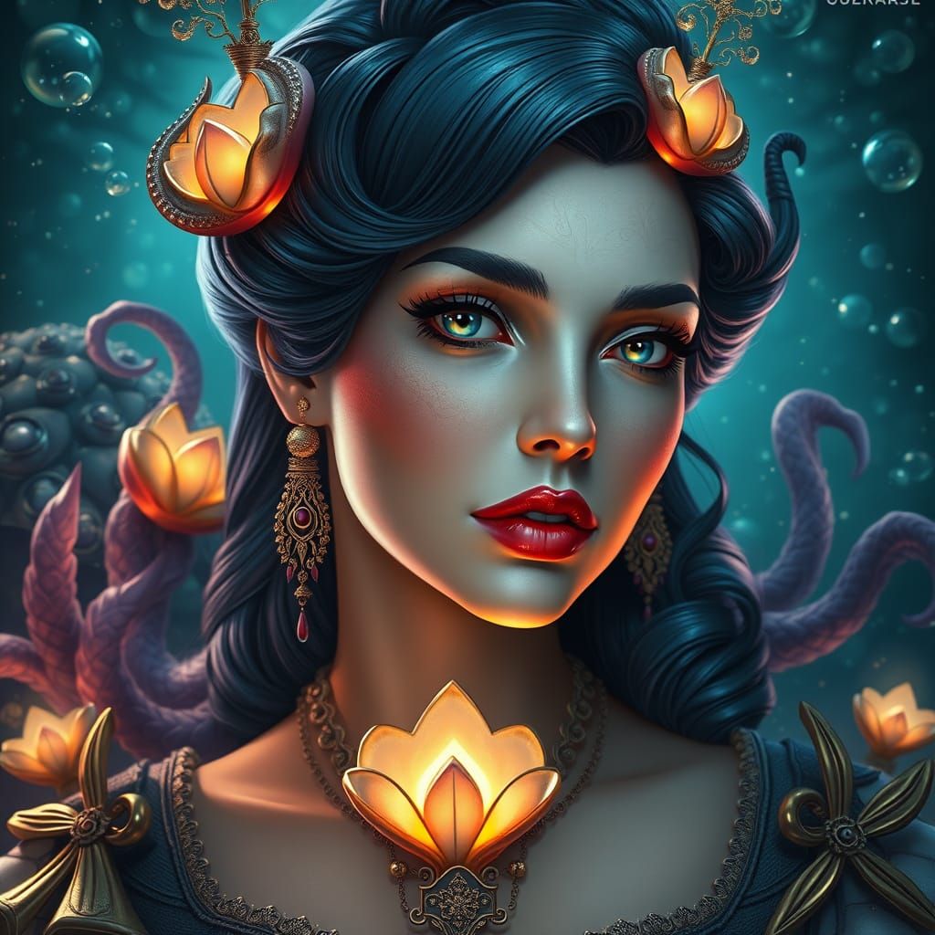 Enchanted Undersea Portrait in Vibrant Digital Realism