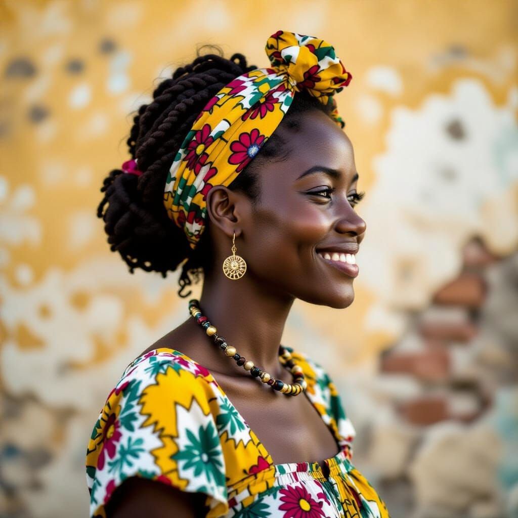 Caribbean Woman Portrait in Minimalist Style