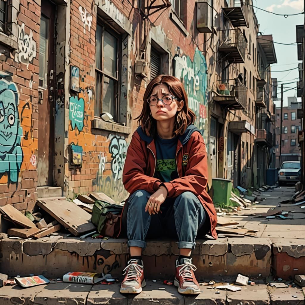 Daria Morgendorffer in Gritty Noir Cityscape