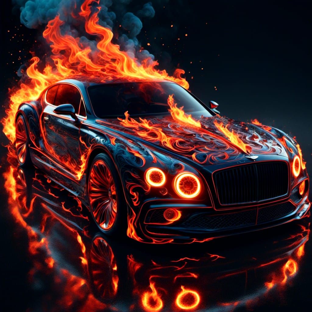 Inferno Bentley Car in Fiery Abstract Style